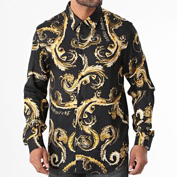 Versace Jeans Couture - Camisa Manga Larga Sarga VI Chromo Couture 77GAL2R0 Negro Renacimiento