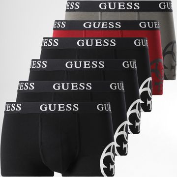 Guess - Juego de 6 bóxers U4RG04-K6YW0 Negro Rojo Gris