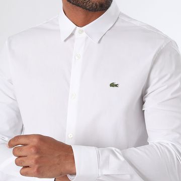 Lacoste - Camisa Manga Larga Logo Cocodrilo Bordado Blanco