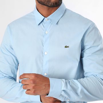 Lacoste - Camisa Manga Larga Logo Cocodrilo Bordado Azul Claro