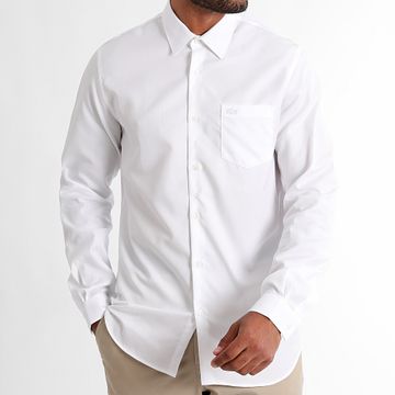 Lacoste - Camisa Manga Larga Logo Cocodrilo Bordado Blanco