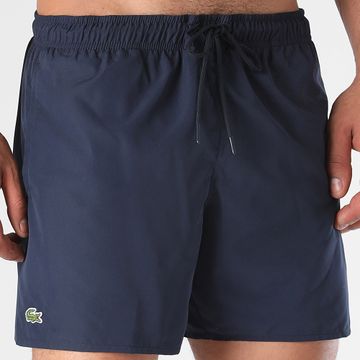 Lacoste - Shorts de baño con logo bordado de cocodrilo azul marino