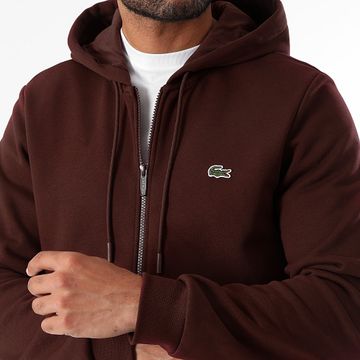 Lacoste - Classic Fit Sudadera con capucha y cremallera y logo bordado de cocodrilo Burdeos