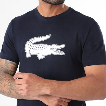 Lacoste - Camiseta Big Logo Cocodrilo Azul Marino Blanco