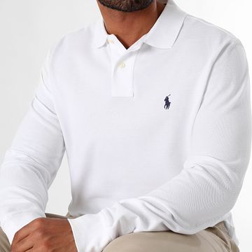 Polo Ralph Lauren - Polo personalizado de manga larga Slim Original Player Blanco