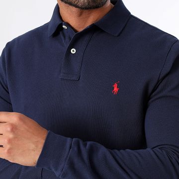 Polo Ralph Lauren - Polo personalizado de manga larga Slim Original Player Azul Marino
