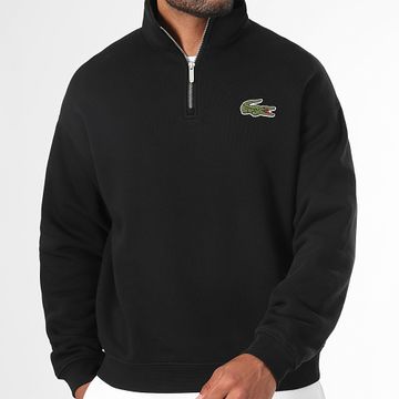 Lacoste - Cocodrilo Logo Bordado Sudadera Zip Loose Fit Negro