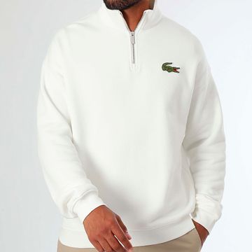 Lacoste - Cremallera Sudadera Logo Cocodrilo Bordado Loose Fit Blanco