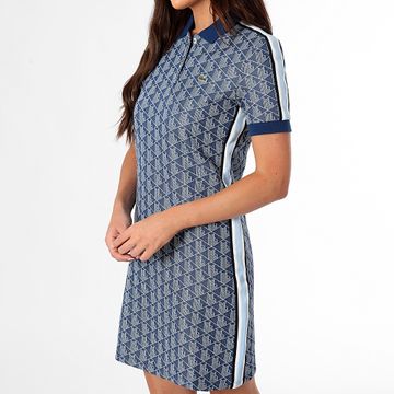 Lacoste - Vestido De Mujer Con Rayas Slim Fit La Mezcla Azul Oscuro