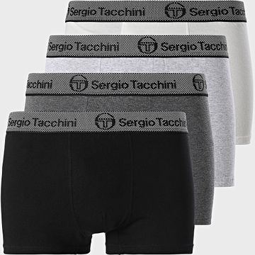 Sergio Tacchini - Juego De 4 Boxers Negro Blanco Gris Oscuro Heather
