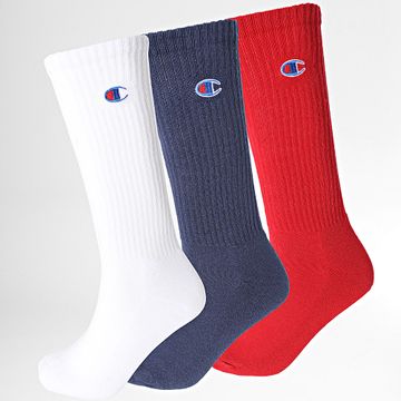 Champion - Lote de 3 Pares de Calcetines Auténticos Azul Marino Blanco Rojo