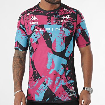 Kappa - Camiseta Kombat 2024 Ocon Alpine F1 361W46W Negro Rosa Azul Claro