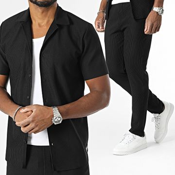 Zelys Paris - Conjunto negro de camisa de manga corta y pantalón