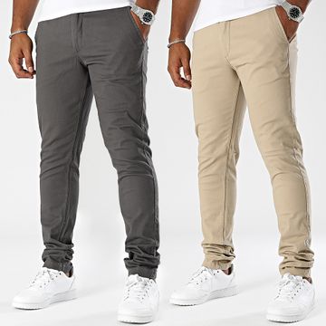 Jack And Jones - Lote de 2 pantalones chinos Marco Dave Beige Gris Antracita