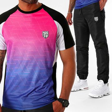 MA9 Mafia Nueve - Conjunto de camiseta y pantalón de chándal Gradiente Electric Night Faster Negro