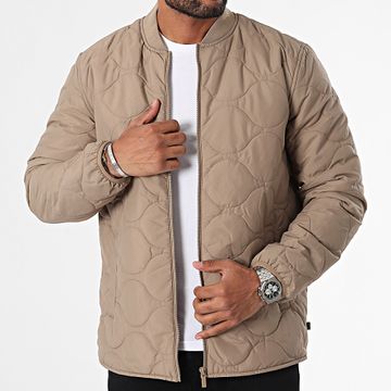 Only And Sons - Chaqueta con cremallera Art Quilt Taupe