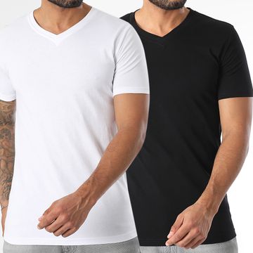 LBO - Lote de 2 camisetas cuello pico 3530 Negro Blanco