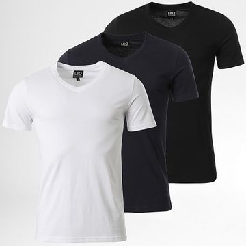 LBO - Juego De 3 Camisetas Con Cuello En V 3531 Negro Blanco Azul Marino