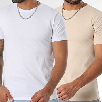 LBO - Lote De 2 Camisetas Cuello Redondo 3521 Blanco Beige