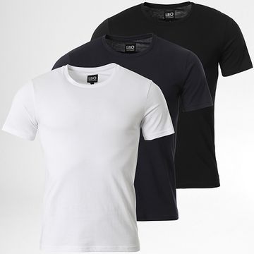 LBO - Juego De 3 Camisetas Cuello Redondo 3526 Negro Blanco Azul Marino