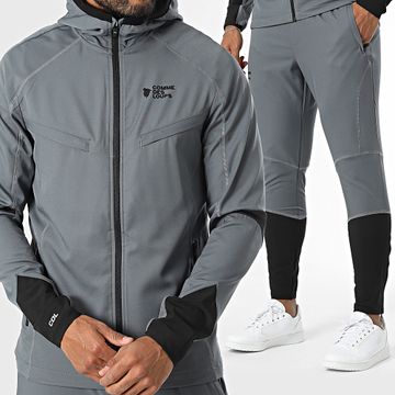 Comme Des Loups - Conjunto de chaqueta con capucha y cremallera y pantalón Jogging Gris Carbón