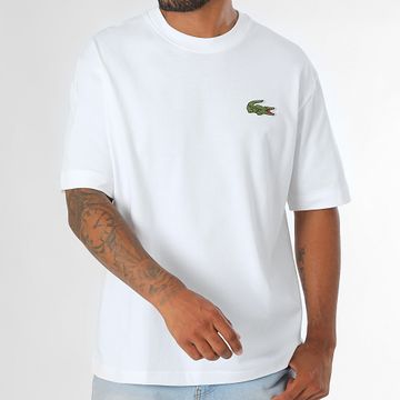 Lacoste - Tee Shirt Oversize Loose Fit Big Logo Cocodrilo Bordado Blanco