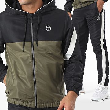 Sergio Tacchini - Diagonalley 40778 Chándal rayas negro verde caqui