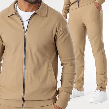 LBO - Conjunto de chaqueta y pantalón con cremallera Camel 1459