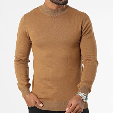 Frilivin - Jersey cuello chimenea camel