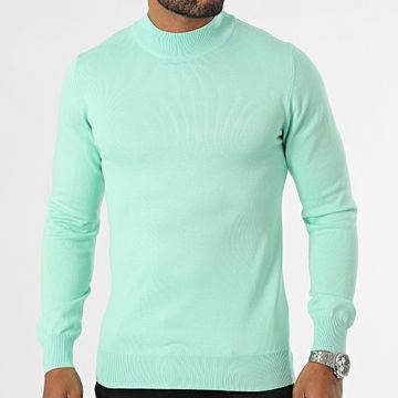 Frilivin - Jersey verde menta con cuello de embudo
