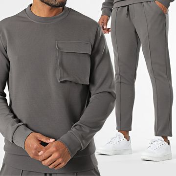 Uniplay - Conjunto de sudadera de cuello redondo y pantalón de chándal gris antracita