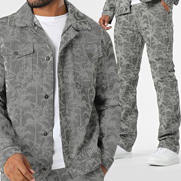 Uniplay - Conjunto de camiseta y vaqueros gris jaspeado