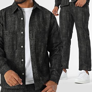 Uniplay - Conjunto de camiseta negra jaspeada y vaqueros