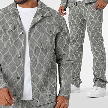 Uniplay - Conjunto de pantalón y camiseta vaquera Regular Negro Moteado Gris