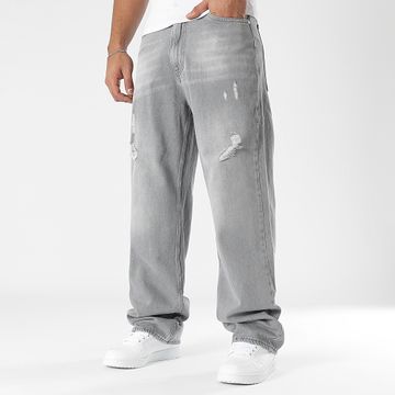 LBO - Vaqueros Baggy Wide Leg Destroy 3575 Denim Gris Claro