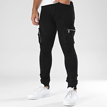 MTX - Pantalón cargo vaquero slim negro