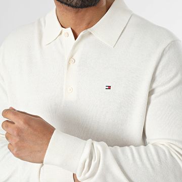 Tommy Hilfiger - Polo Manga Larga Pima Algodón Ecológico Cachemira 6519 Crudo