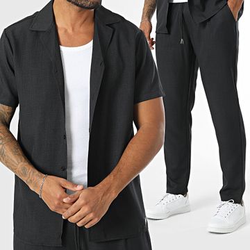 Zelys Paris - Conjunto negro de camisa de manga corta y pantalón