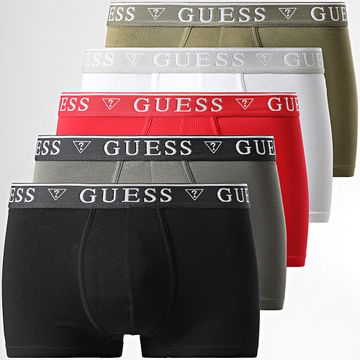 Guess - Set De 5 Boxers U4YG16-K6YW1 Negro Rojo Verde Caqui Blanco Gris Carbón