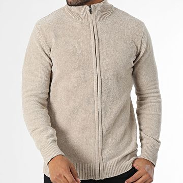 KZR - Chaleco beige jaspeado con cremallera