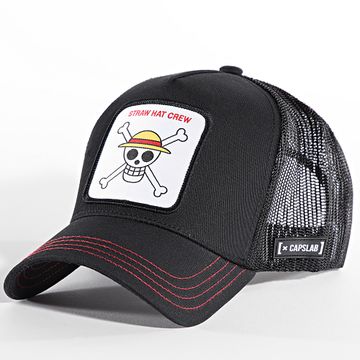 Capslab - Sombrero de paja Trucker Crew Negro