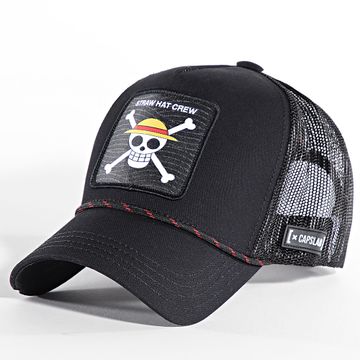 Capslab - Sombrero de paja Trucker Crew Negro