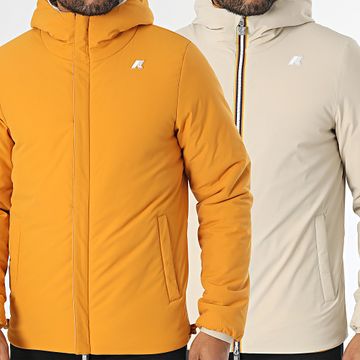 K-Way - Chaqueta con capucha y cremallera Jack St Warm Reversible K6128VW Beige Amarillo