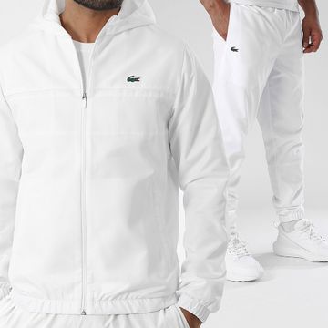 Lacoste - Chándal blanco con logotipo bordado de cocodrilo