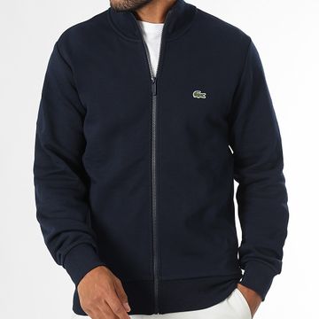 Lacoste - Chaqueta con cremallera y logotipo bordado en cocodrilo azul marino