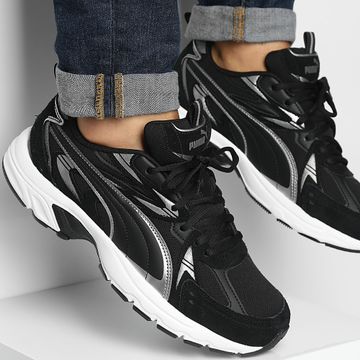 Puma - Milenio Tech Suede 393489 Negro Plata Fresco Gris Oscuro Zapatillas de deporte