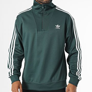 Adidas Originals - Sudadera de rayas con cremallera IZ2502 Verde oscuro