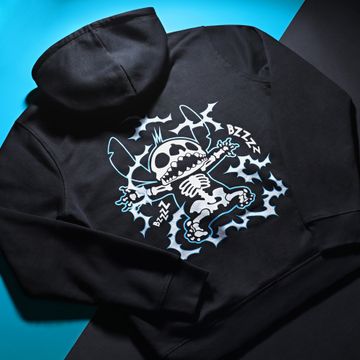 Disney - Sudadera con capucha Electric Stitch Negro Azul claro