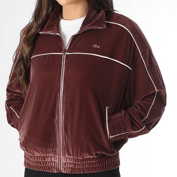Lacoste - Chaqueta de mujer con cremallera y logo bordado Cocodrilo Burdeos