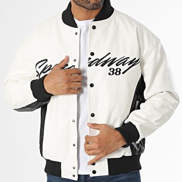 KZR - Chaqueta de polipiel blanca y negra